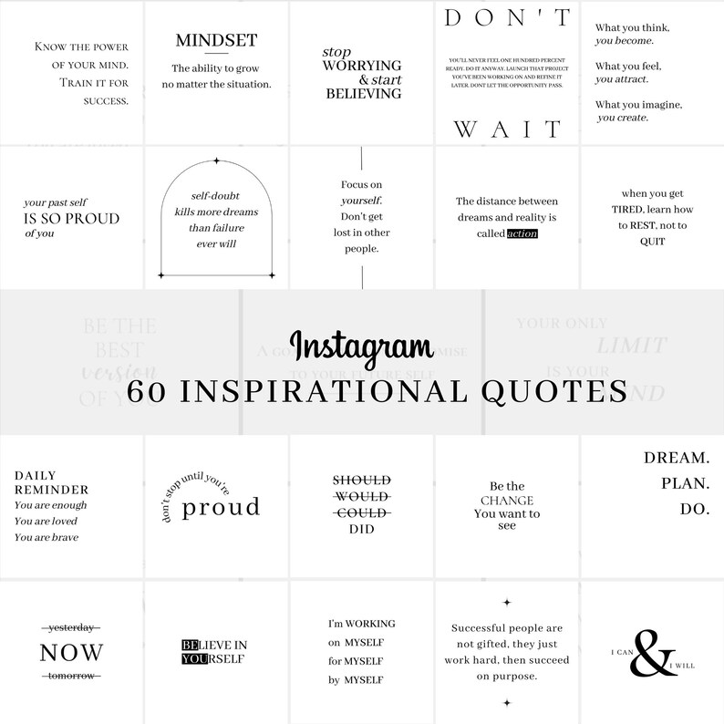 60 Inspirational Instagram Quote Templates White Minimal Etsy