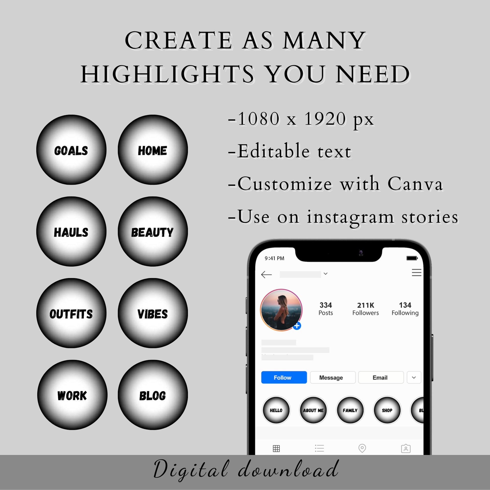 Black Instagram Highlight Covers Minimalist Instagram Stories Etsy