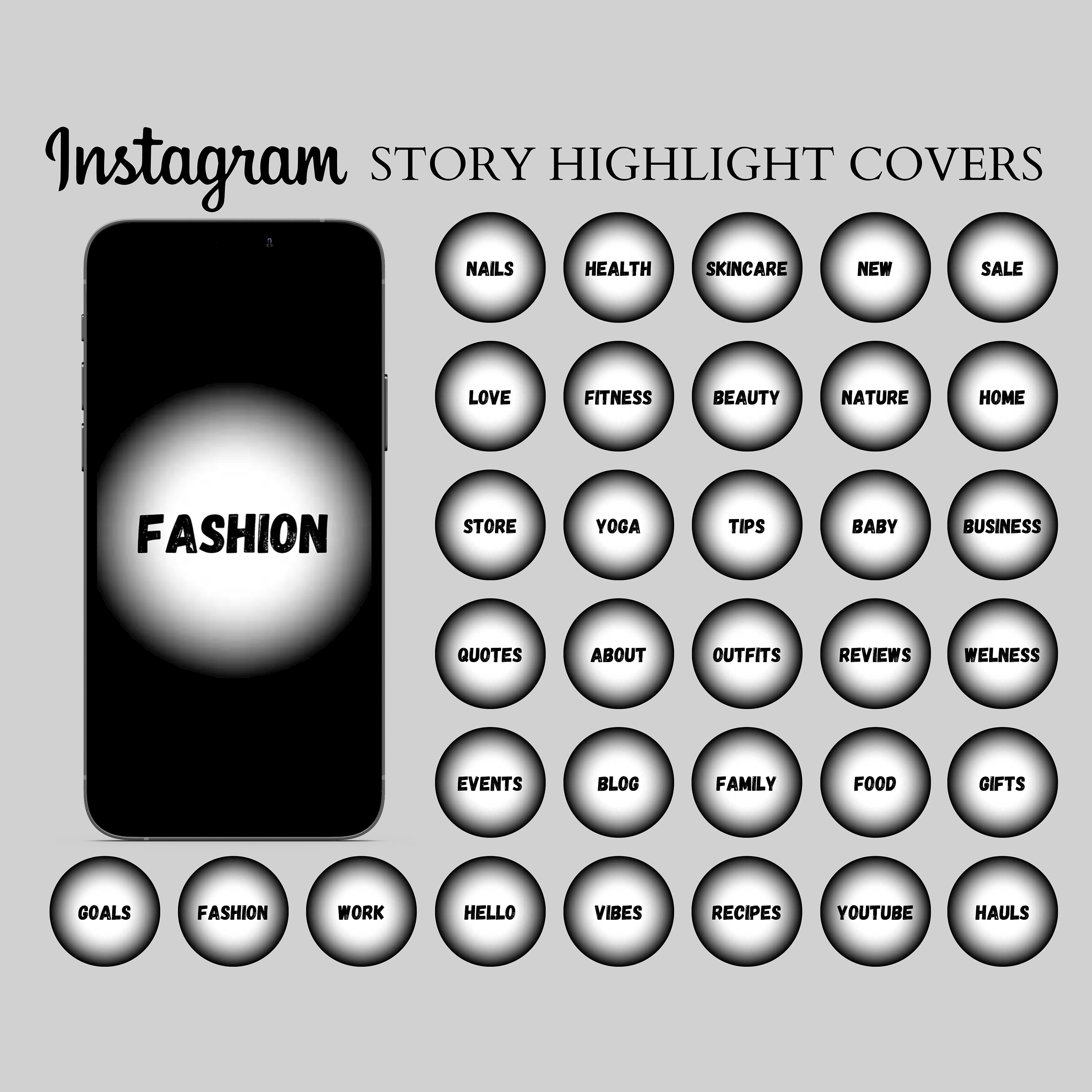 Black Instagram Highlight Covers Minimalist Instagram Stories Etsy