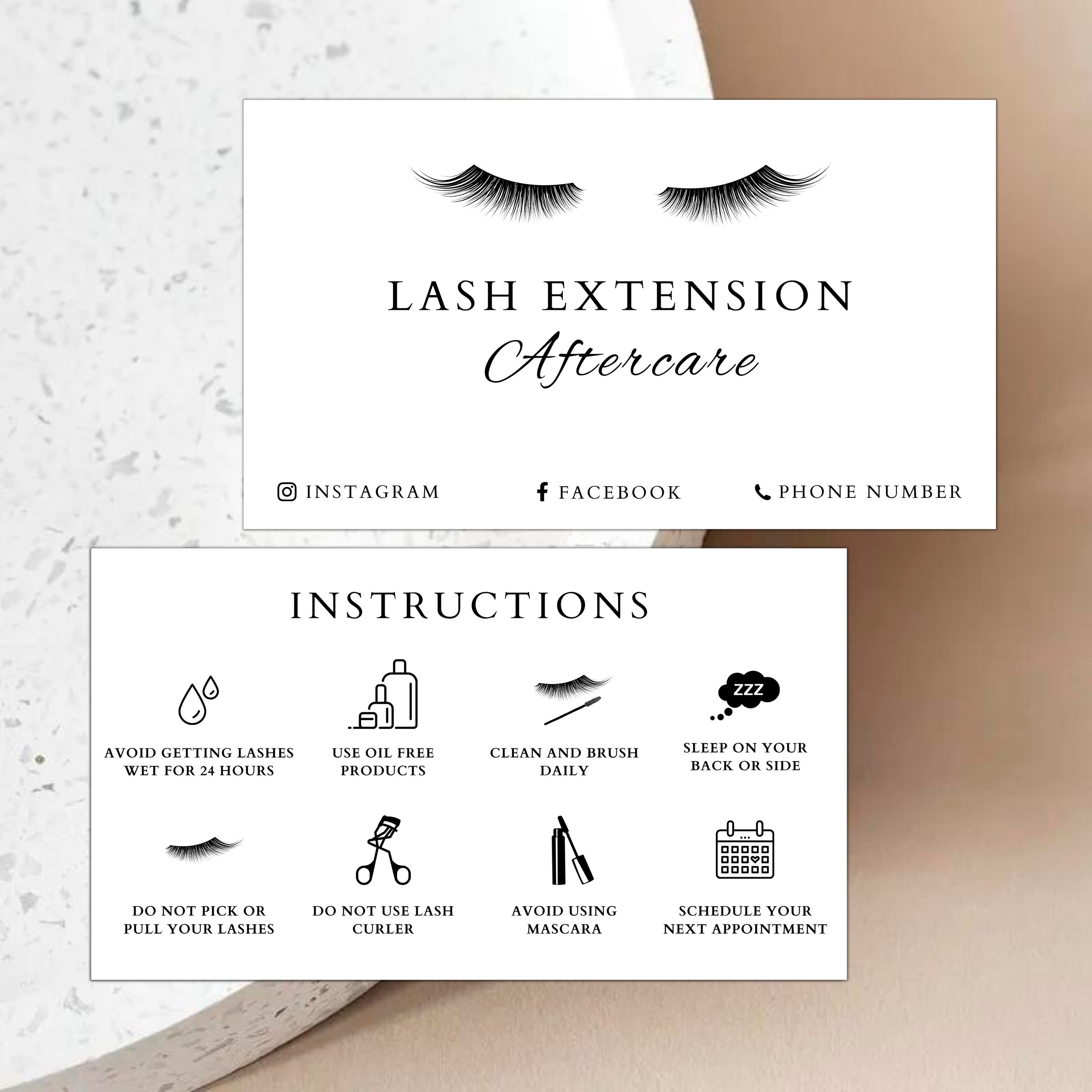 Lash Aftercare Card Template Lash Extension Card Editable | Etsy