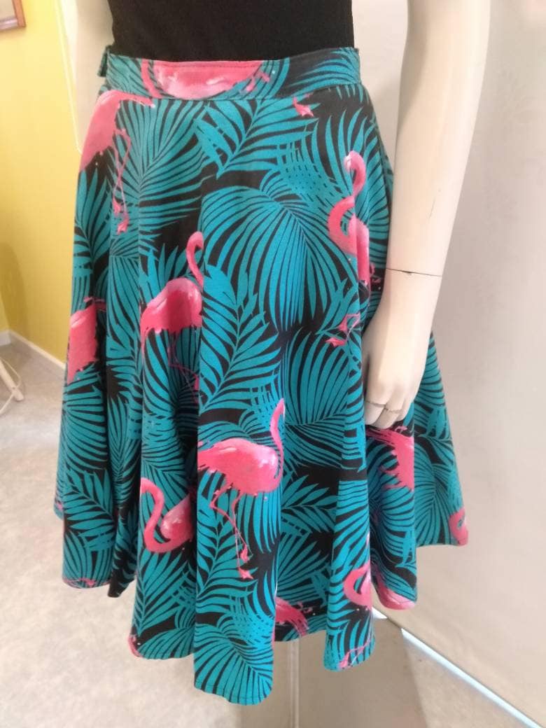スカート Flamingo Print Cotton Skirt Flamingo Skirt - Etsy Singapore