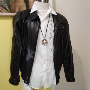 Veste en cuir souple années 80