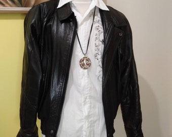 90s Vintage Lamb Nappa Leather Bomber Jacket: Grunge Motorcycle