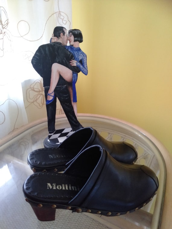 80s does 70s by 'Mollini' Leather Clogs