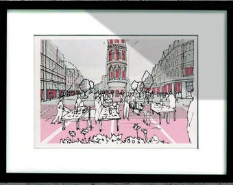 Barrio de la Joyería de Birmingham - Boceto arquitectónico callejero - bolígrafo sobre papel