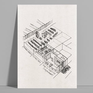 Attività di negozio sulla High Street - Architecture Process Sketch - penna su carta