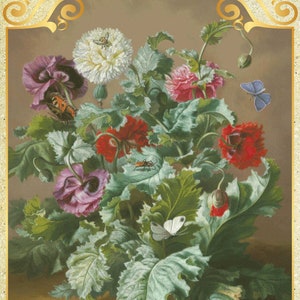 Hemel in een wilde bloem Boeket bloemenvaas Stilleven van rozen Wilde rozen Pioenrozen - Grafiek Geteld Kruissteekpatroon Handwerk PDF