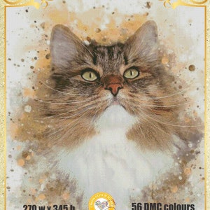 Sibirische Katze FLUFFY CAT Glückseligkeit Tiger Cub Wildkatze Savanne - Zählvorlage Zählmuster PDF
