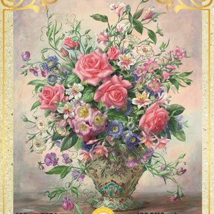 Zomerbloei in een vaasboeket Stilleven van rozen Wilde rozen Pioenen Roze bloemen - Grafiek Geteld Kruissteekpatroon Handwerk PDF
