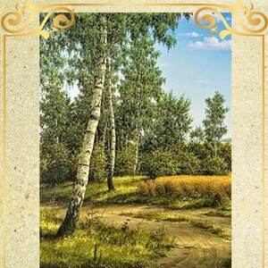 Peut inclure: Motif de point de croix représentant une forêt de bouleaux avec un chemin de terre qui traverse les arbres. Le motif mesure 270 points de large sur 350 points de haut et utilise 124 couleurs DMC, dont 96 couleurs unies et 28 couleurs mélangées. Le motif est disponible en trois tailles : 430 mm x 555 mm sur toile Aida 14 fils, 380 mm x 495 mm sur toile Aida 16 fils et 490 mm x 635 mm sur toile Aida 18 fils.
