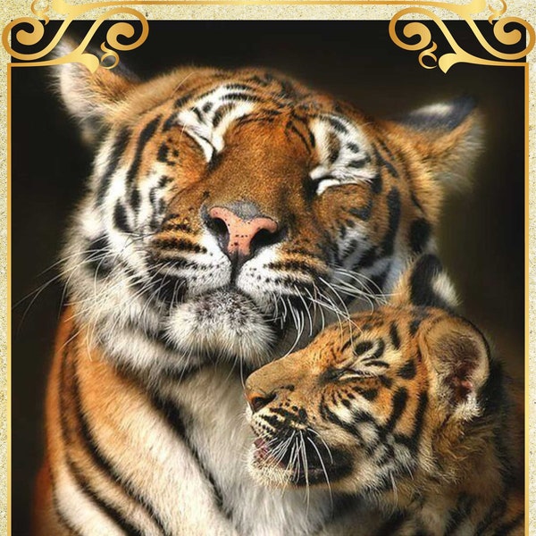 Blissfulness Tiger Cub Wild cat Savanna - Gráfico contado patrón de punto de cruz costura PDF