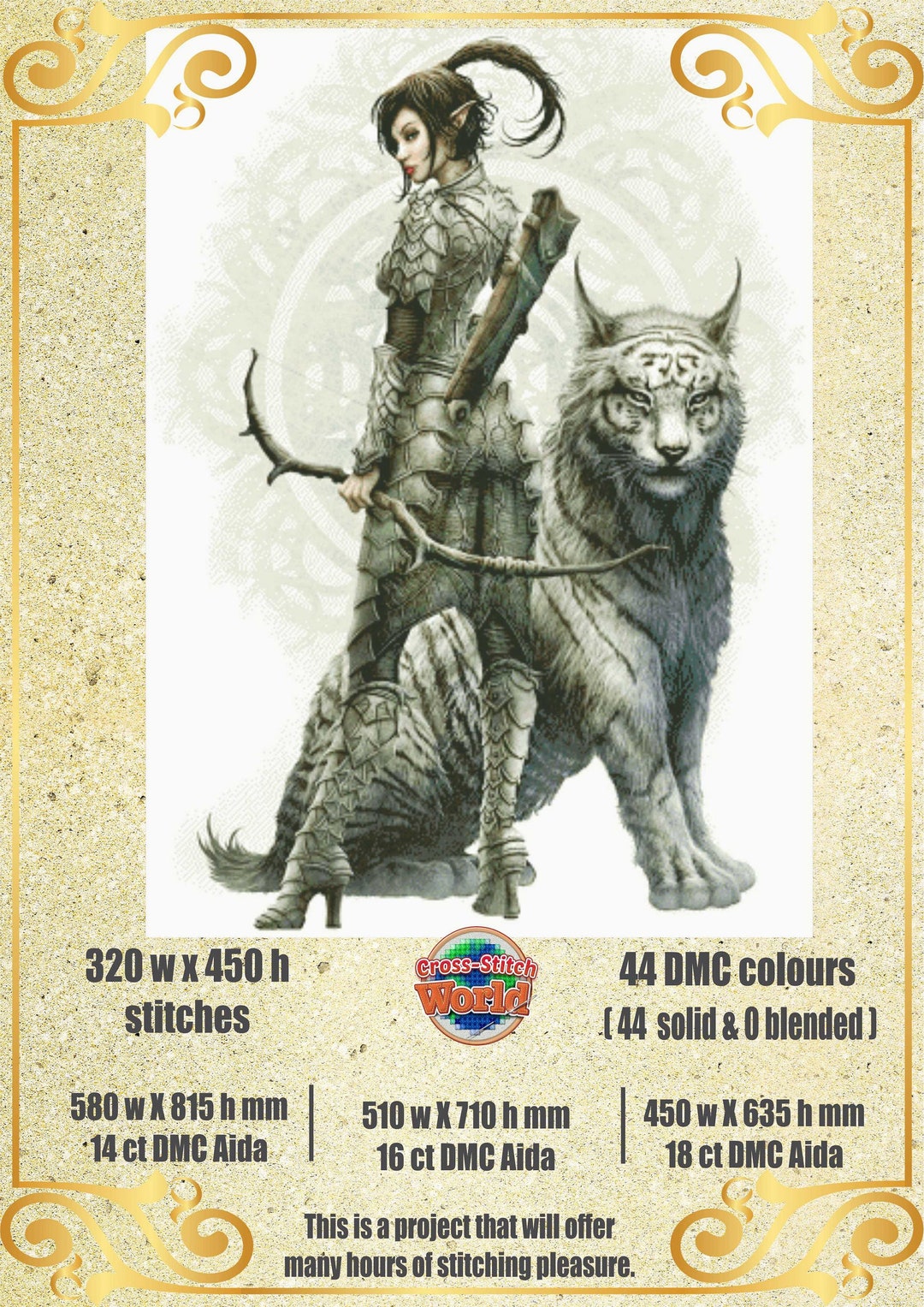 Warrior Lady Fantasy - Chart Counted Cross Stitch Pattern Needlework ...
