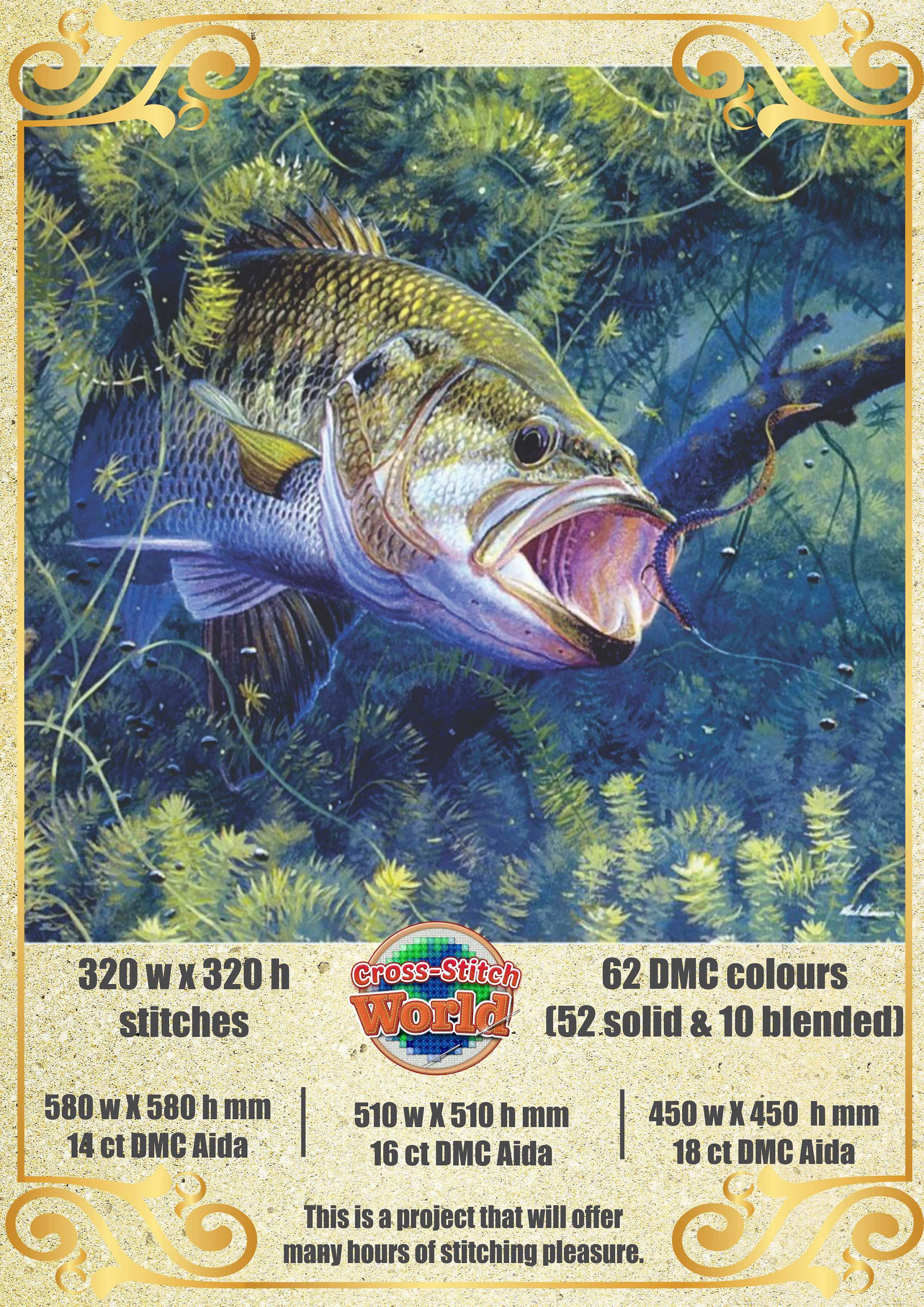 Bass Fishing Baited Fish COLORFUL FISHES - Chart Counted Cross Stitch  Pattern Needlework PDF - Etsy, image size:2121x3000