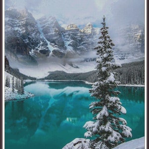 Moraine Lake Forest Landschaft - Kreuzstich Anleitung PDF