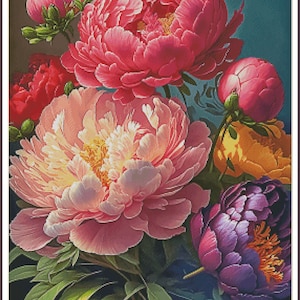 Garden Delights pioenrozen in een vaas wilde rozen pioenrozen rozenbloemen - tabel geteld kruissteekpatroon handwerken pdf