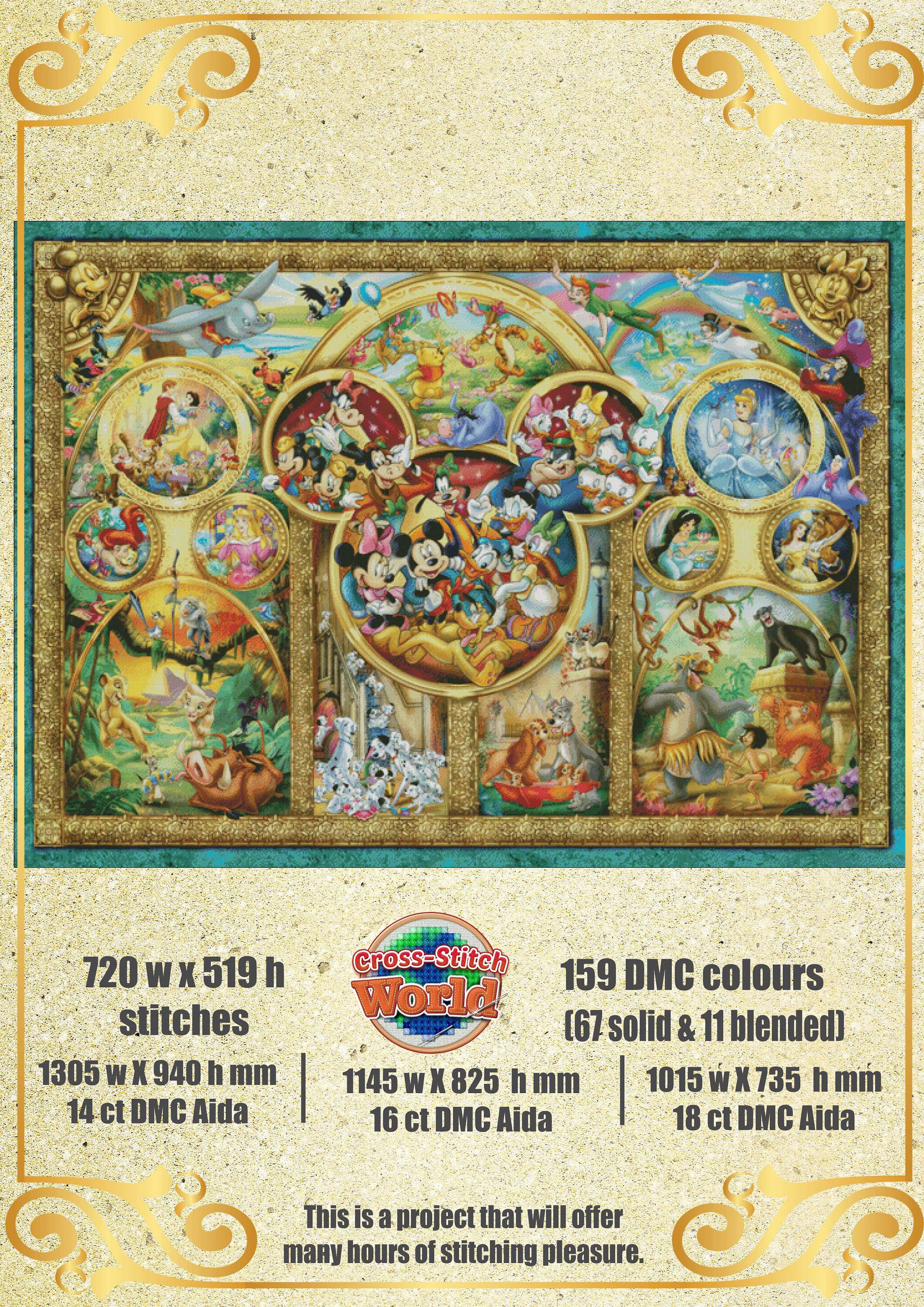 Disney Themes Chart Counted Cross Stitch Pattern Needlework PDF Saga ...
