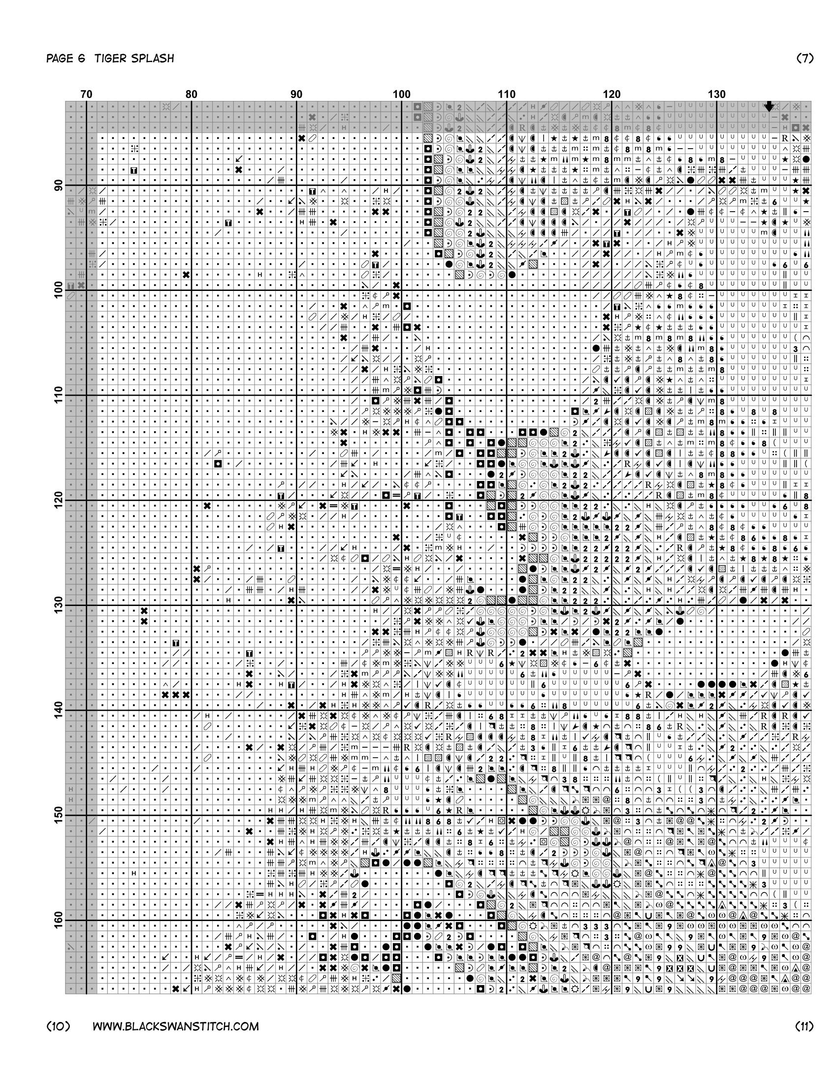 Tiger Chart Examples Tiger Splash - Chart Counted Cross Stitch Pattern Needlework PDF - Etsy