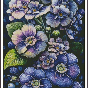 Viooltjes bloemen Boeket paarse seringen Tulpen Bloemen Stilleven van rozen Pioenrozen - Grafiek Geteld Kruissteekpatroon Handwerk PDF