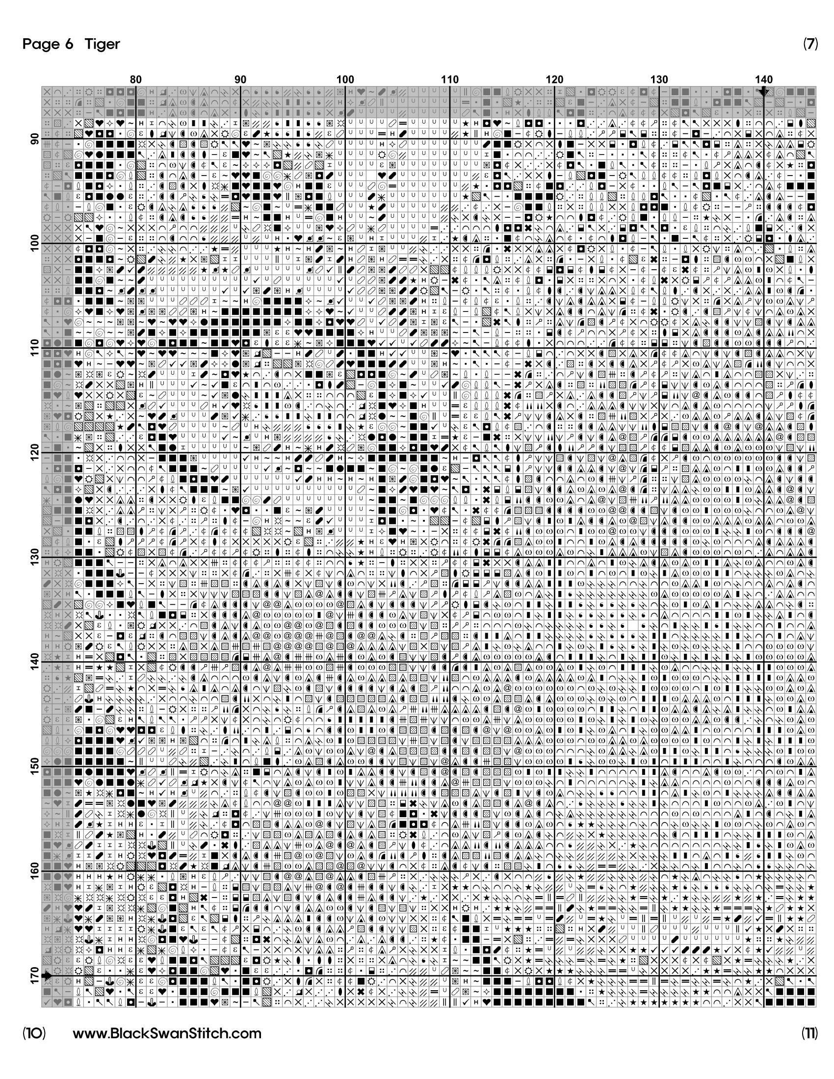 Tiger Chart Examples Tiger - Chart Counted Cross Stitch Pattern Needlework PDF - Etsy