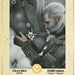 Geralt von Rivia Kriegerin Elfe Fantasie Kreuzstich Anleitung PDF