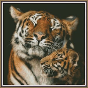 Glückseligkeit Tiger Baby Wildkatze Savanna - Stickmuster Kreuzstich Anleitung PDF