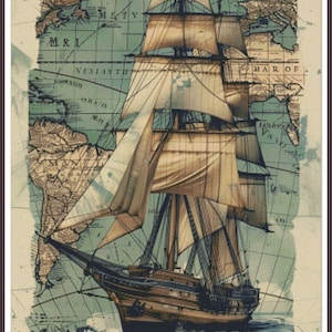Majestic Sailing Vessel Segelboot Piraten Geisterschiff Sea Shanty Ship Wild Ocean Sea Storm Chart Kreuzstichmuster Handarbeiten PDF