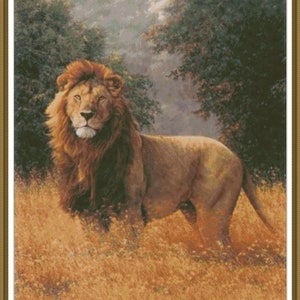 Löwengeist Wildkatze Savanna Afrika Simba - Kreuzstichmuster-Handarbeit-PDF