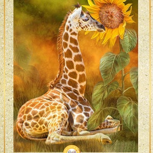 Sonnenblume Giraffe Wildkatze Savanne Afrika Simba - Kreuzstichmuster-Handarbeit-PDF