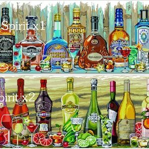 Colecciones de 2 Spirit Vine Alcohol - Gráfico de patrón de punto de cruz contado Bordado PDF