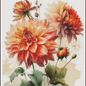 Aquarel dahlia tuin tulpen bloemen stilleven van rozen rozen pioenrozen rozen bloemen - grafiek geteld kruissteekpatroon handwerken pdf