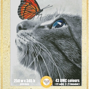 Schmetterling Kuss Glückseligkeit Tiger Cub Wildkatze Savanne - Zählvorlage Zählmuster PDF