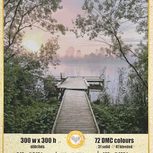 PIER Pine Tree Forest landscape - Chart Counted Cross Stitch Pattern Needlework PDF