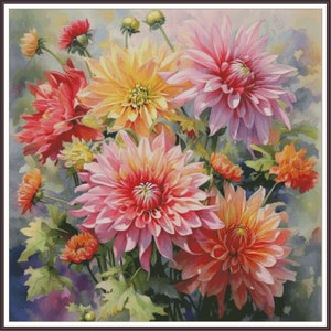 Boeket dahlia's zonlicht danstuin in Nederland tulpen bloemen stilleven van rozen - tabel geteld kruissteekpatroon handwerken pdf