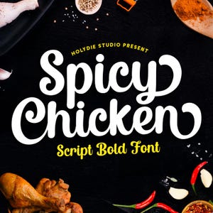 Spicy Chicken Retro Font , Procreate Font, Cricut Fonts, Fonts for Crafters, Fonts for Cricut, Bold Font, Display Font, Retro Font Groovy