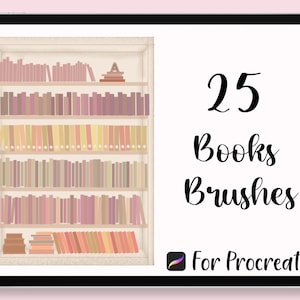 25 Procreate Books Brushes, Procreate Books Stamp, Procreate Books Brush Set, Procreate Books, Procreate Bookshelves