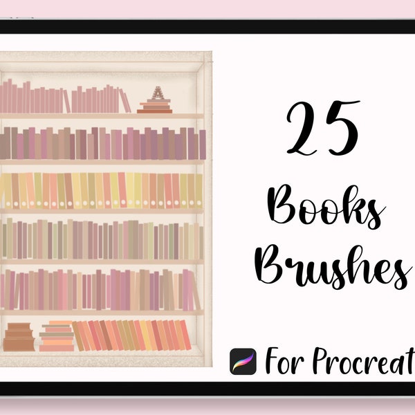 25 Procreate Books Brushes, Procreate Books Stamp, Procreate Books Brush Set, Procreate Books, Procreate Bookshelves