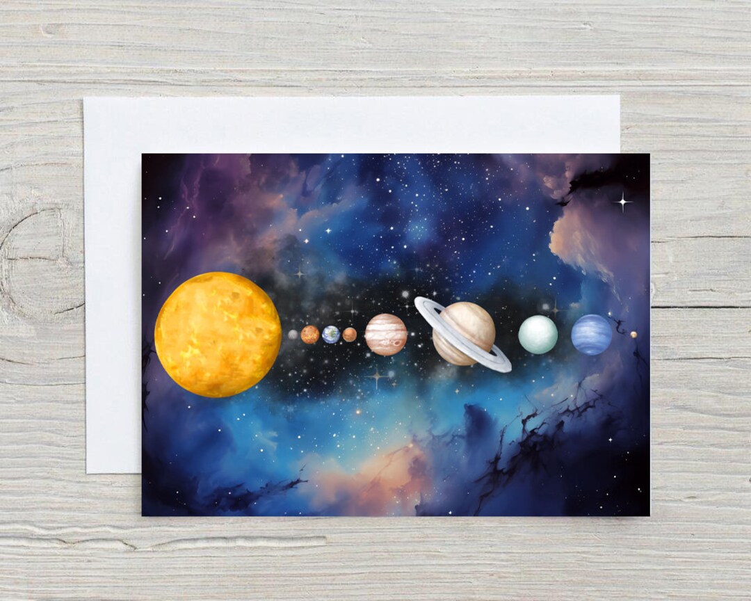 Space Themed Blank Greeting Card, Blank Planet Thank You Card, Galaxy ...