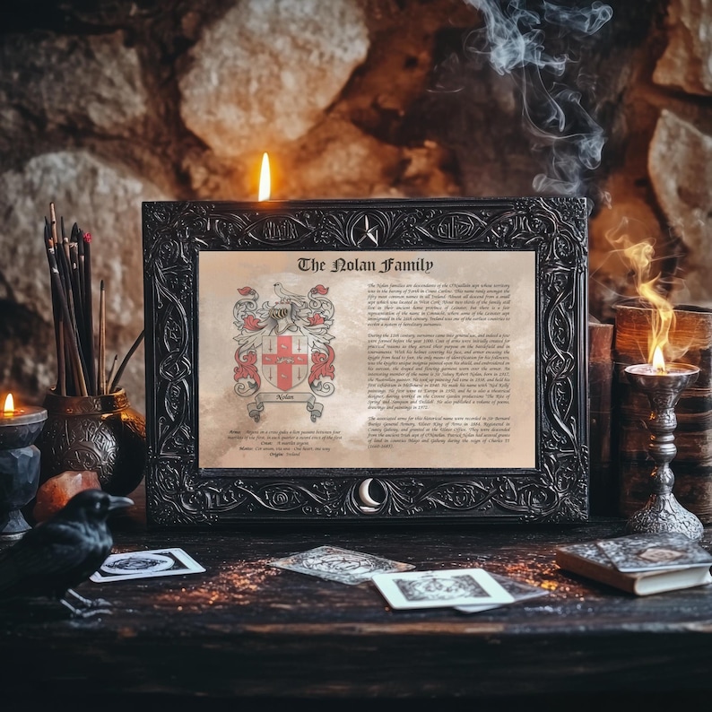 Personalised Family Crest & Surname History Print: Unique Heritage Christmas Gift, unframed image 1