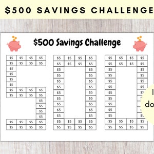 500 Dollar Savings Challenge | 5 Dollar Bill Savings | Printable Savings Tracker | Savings Progress Tracker | Money Saving Goal