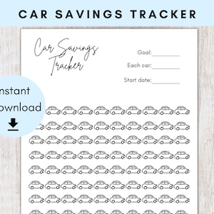 Car Savings Tracker | Motor Vehicle Savings Challenge | New Car Sinking Fund | Printable Money Saving Tracker