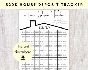 20K House Deposit Tracker | 20000 Dollar Home Down Payment Challenge | Printable Home Savings Fund