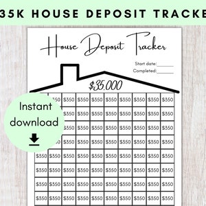 35K House Deposit Tracker | 35000 Dollar Home Down Payment Challenge | Printable Home Savings Fund