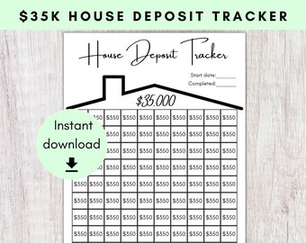 35K House Deposit Tracker | 35000 Dollar Home Down Payment Challenge | Printable Home Savings Fund