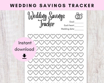 Wedding Savings Tracker | Heart Savings Challenge | Engagement Savings | Love Money Saving Goal
