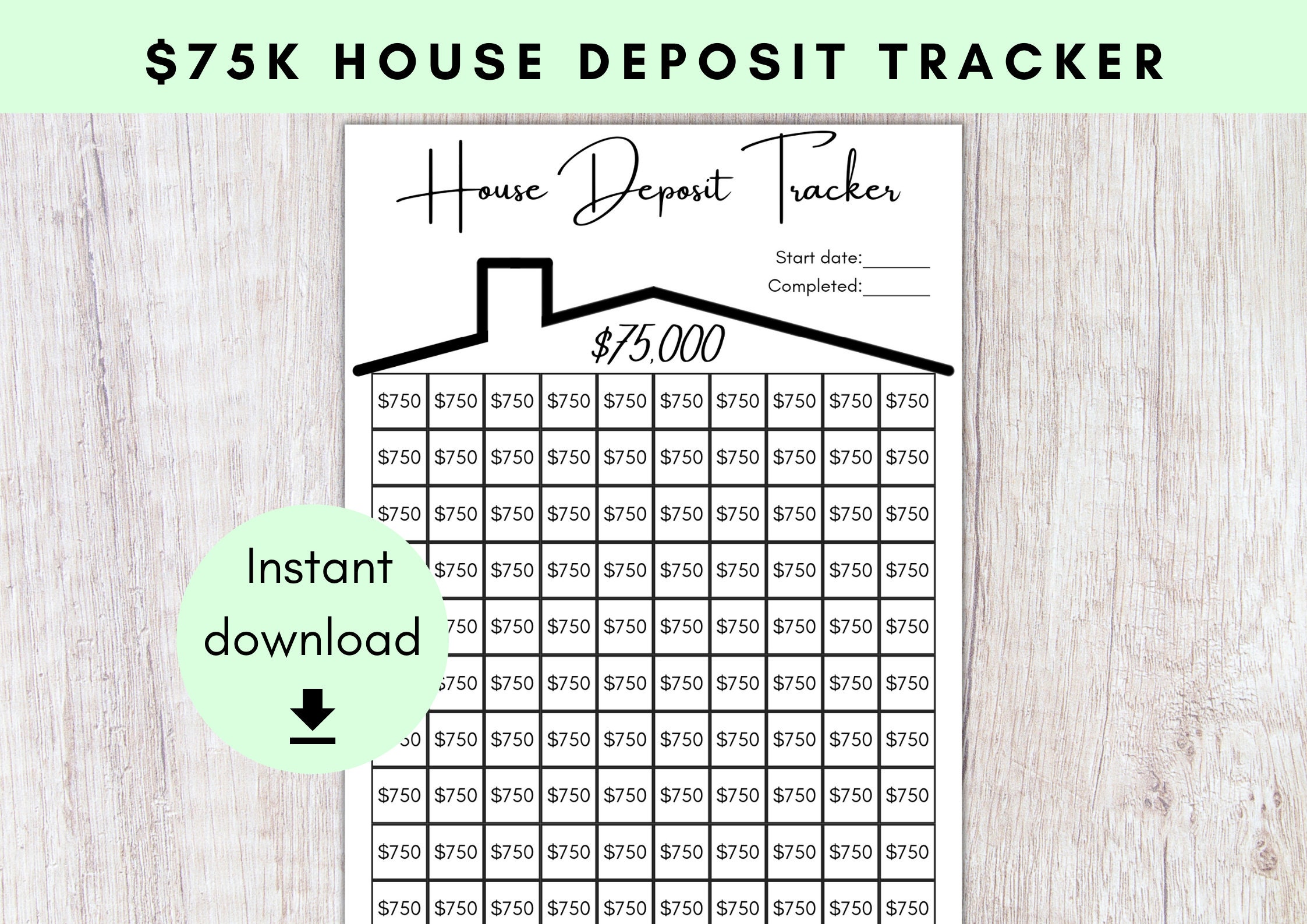 75K House Deposit Tracker 75000 Dollar Home Down Payment Challenge 