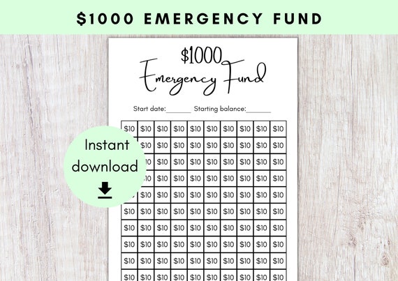 1000 Dollar Emergency Fund  Emergency Money Saving Tracker