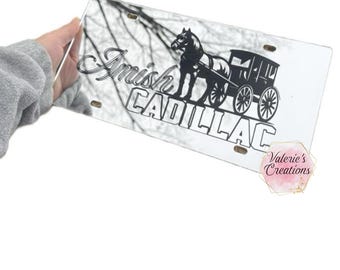 Amish Cadillac Black/Chrome 3MM License Plate