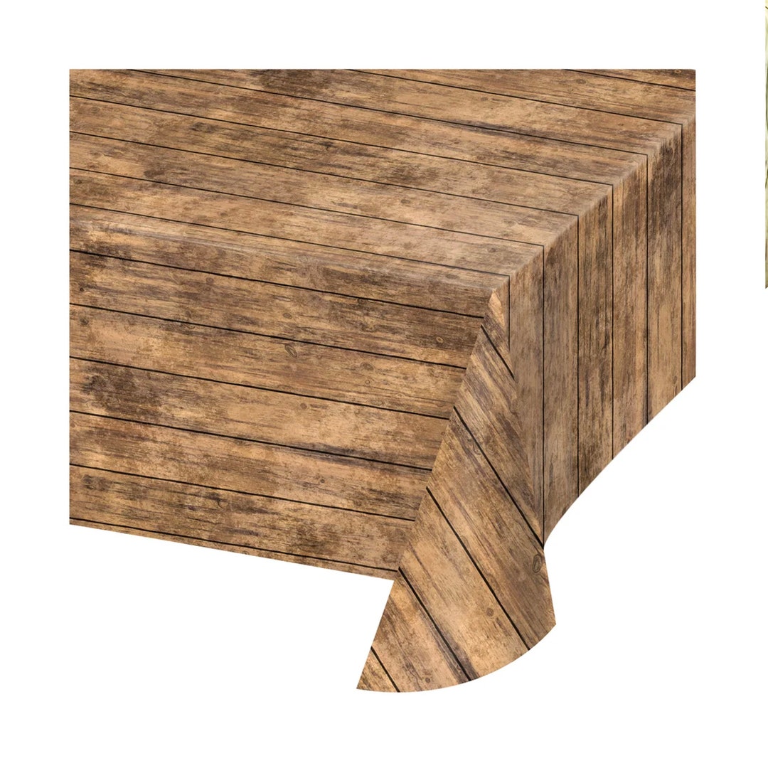 DECOSTYLE, Premium Disposable Table Cover, Wood Grain, Western, Wooden