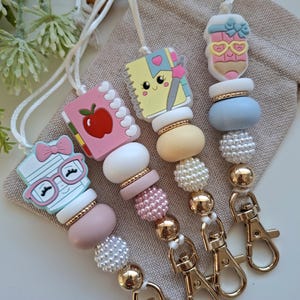 Silicone Acrylic Beaded Lanyard | Fun Stationary ID Holder for Teachers