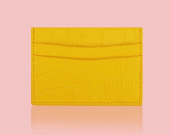 Leather Card Holders with many color choice, Classic Genuine Leather Crocodile Pattern.